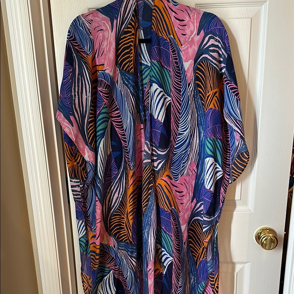 Colorful Feather Pattern Kimono